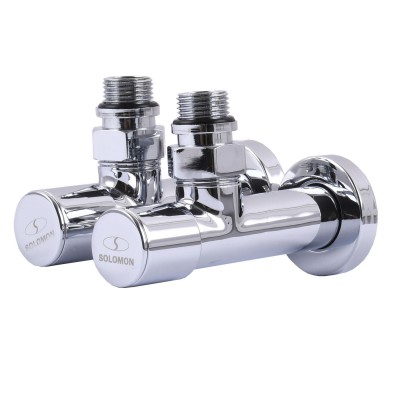 Кран вентильний кутовий з американкою SOLOMON LUX 1/2″ CHROM 7777 (2шт. КОМПЛЕК ) (1уп)