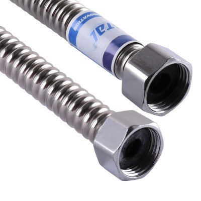 Шланг гофрований Waterstal з нержавіючої сталі для підведення води 1/2″ гайка/гайка 800 мм