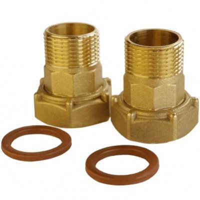 Комплект штуцерів для лічильника латунний 1 1/2″ВР х 1 1/4″ЗР з біконітовою прокладкою Б2748КбА Комплект штуцерів для лічильника латунний 1 1/2″ВР х 1 1/4″ЗР з біконітовою прокладкою Б2748КбА