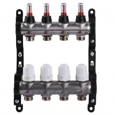 Колектор нержавіюча сталь з вимірювачем витрат ЕСО 001N 1″ x4 Колектор нержавіюча сталь з вимірювачем витрат ЕСО 001N 1″ x4