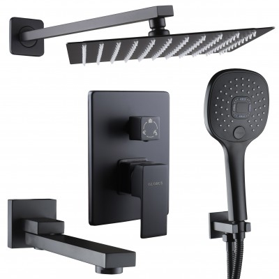 Душова система Globus Lux GLM-305N-BB-SMART вбудована на три споживача,поворот. вилив,Чорний мат