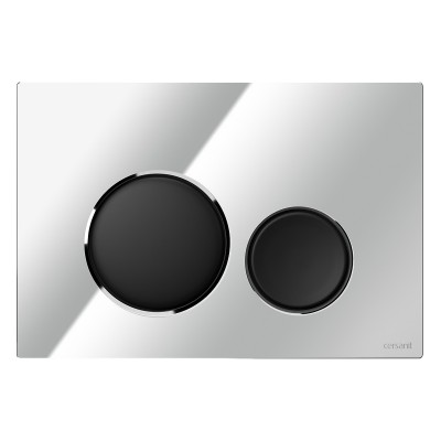 Кнопка змиву Cersanit LUNA глянцевий хром клавіші матові чорні