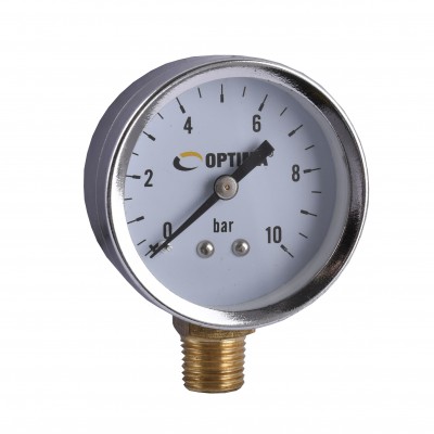 Манометр ″Optima″ 10 атм. 50 мм нижнє під'єднання нерж.корпус ( Y50 - NFC-2 ) Манометр ″Optima″ 10 атм. 50 мм нижнє під'єднання нерж.корпус ( Y50 - NFC-2 )