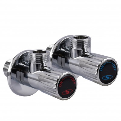 !!Набір кранів кутових кераміка SOLOMON EXCLUSIVE 1/2″X1/2″ 9889 (CHROM) (комплект2шт.)