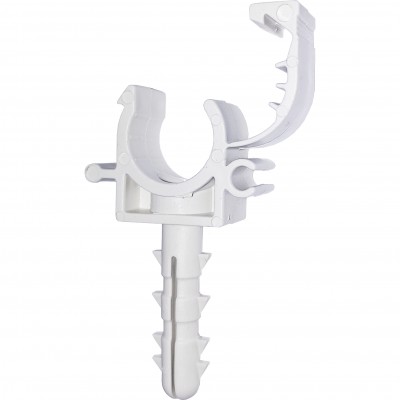 Кліпса-дюбель з клямкою для кріплення труби Ø16мм біла (100шт) Кліпса-дюбель з клямкою для кріплення труби Ø16мм біла (100шт)