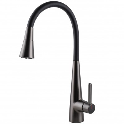 Змішувач для кухні Globus Lux LAZER Pro GLPR-203SM-GPлатунь Графіт,гофровилив Чорний з душ.насадкою Змішувач для кухні Globus Lux LAZER Pro GLPR-203SM-GPлатунь Графіт,гофровилив Чорний з душ.насадкою