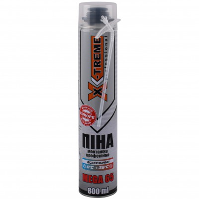 Піна монтажна ручна/пістолетна 800мл MEGA-65 X-TREME Піна монтажна ручна/пістолетна 800мл MEGA-65 X-TREME