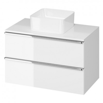 Шафка під умивальник зі стільницею VIRGO 80/біла чорні ручки Шафка під умивальник зі стільницею VIRGO 80/біла чорні ручки