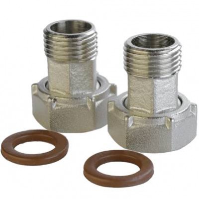 Комплект штуцерів для лічильника нікельований 3/4″ВР х 1/2″ЗР з біконітовою прокладкою Б2709-1КбА(нк)