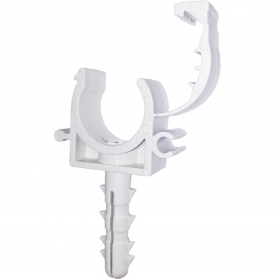 Кліпса-дюбель з клямкою для кріплення труби Ø20мм біла (100шт) Кліпса-дюбель з клямкою для кріплення труби Ø20мм біла (100шт)