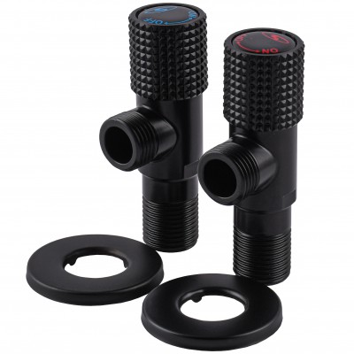 !!Набір кранів кутових кераміка SOLOMON EXCLUSIVE 1/2″X1/2″ 9889 BB (BLACK/BLACK) (комплект2шт.)