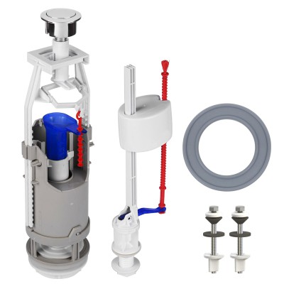 Комплект арматури для змивного бачка з нижнью подачею води 1/2″, з одним режимом зливу АБк-12