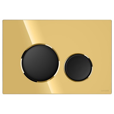 Кнопка змиву Cersanit LUNA глянцеве золото, клавіші чорні матові