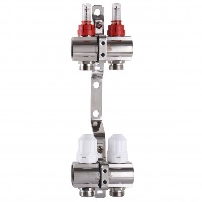 Колектор з вимірювачем витрат, регуляторами та кріпленням ECO 001D 1″x2 Колектор з вимірювачем витрат, регуляторами та кріпленням ECO 001D 1″x2