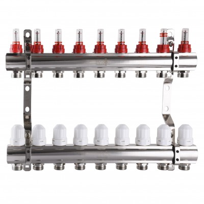 Колектор з вимірювачем витрат, регуляторами та кріпленням ECO 001D 1″x9 Колектор з вимірювачем витрат, регуляторами та кріпленням ECO 001D 1″x9