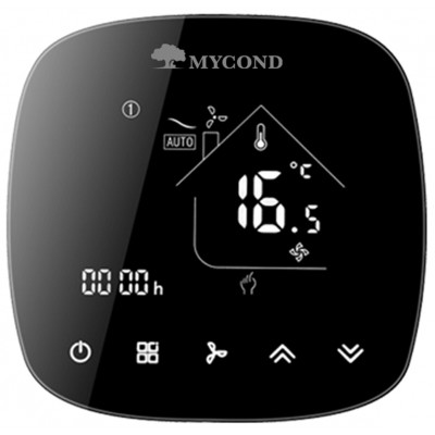 Термостат квадратний сенсорний чорний LED 1 канал AC220V Wi-Fi /MC-FL-B-WF MYCOND/
