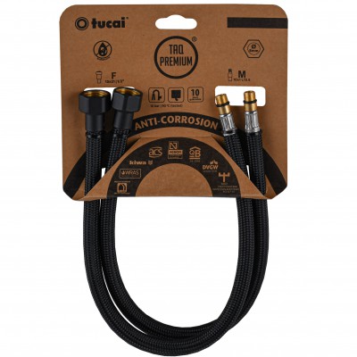 Шланг для змішувача TUCAI TAQ PREMIUM GRIF М10х1/2″ 0,6м. АНТИКОР. AСB ПАРА (Чорний Мат) 210393