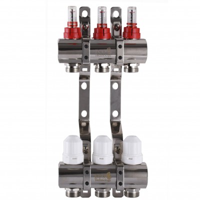 Колектор з вимірювачем витрат, регуляторами та кріпленням ECO 001D 1″x3 Колектор з вимірювачем витрат, регуляторами та кріпленням ECO 001D 1″x3