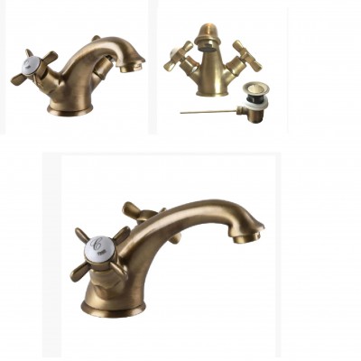 Змішувач для біде RETRO-5291200161-TRES (Spain) з автоклапаном БРОНЗА