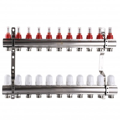 Колектор з вимірювачем витрат, регуляторами та кріпленням ECO001D 1″x11 Колектор з вимірювачем витрат, регуляторами та кріпленням ECO001D 1″x11